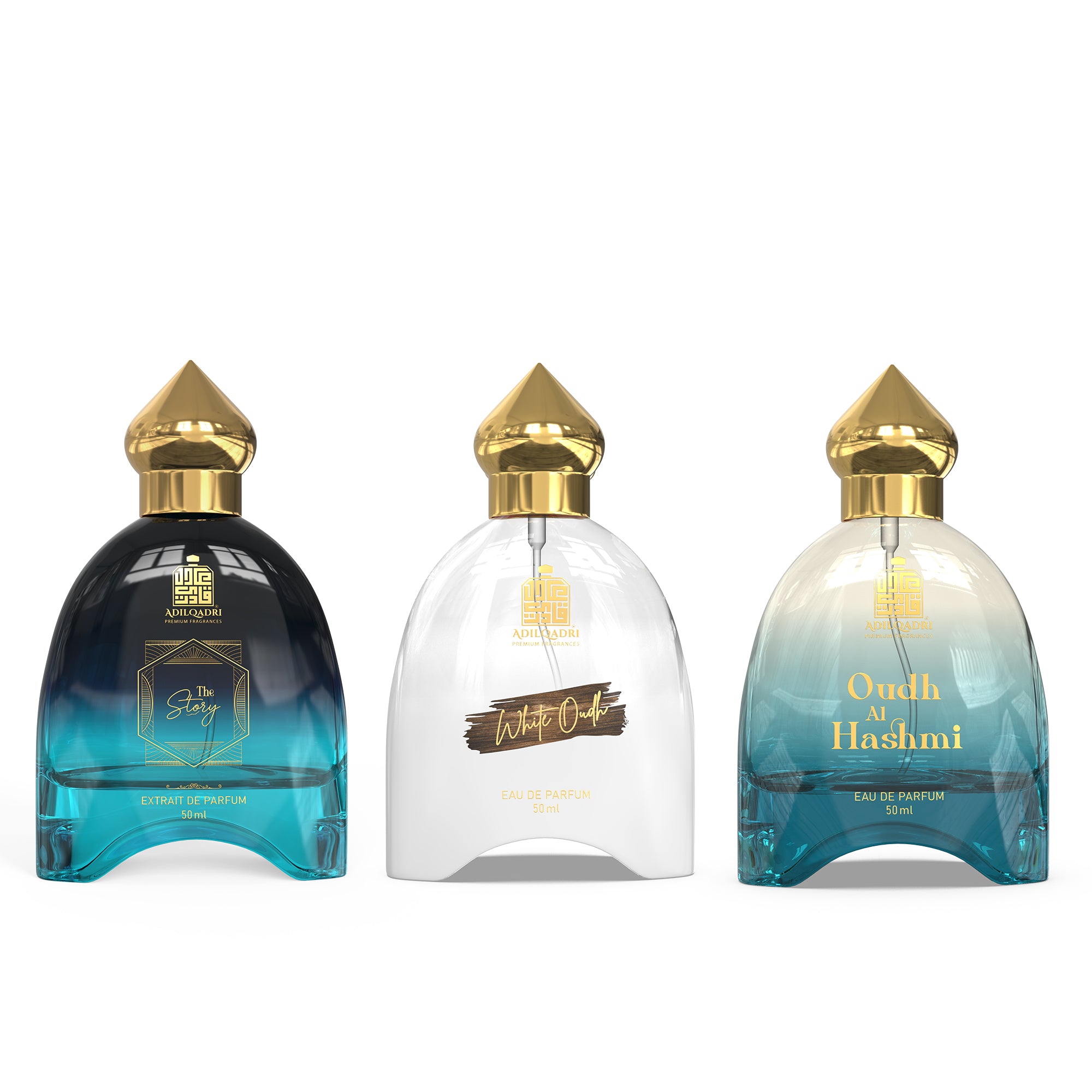 3 Pcs Perfume Set The Story, White Oudh And Oudh Al Hashmi Perfume Spray 50 Ml Each