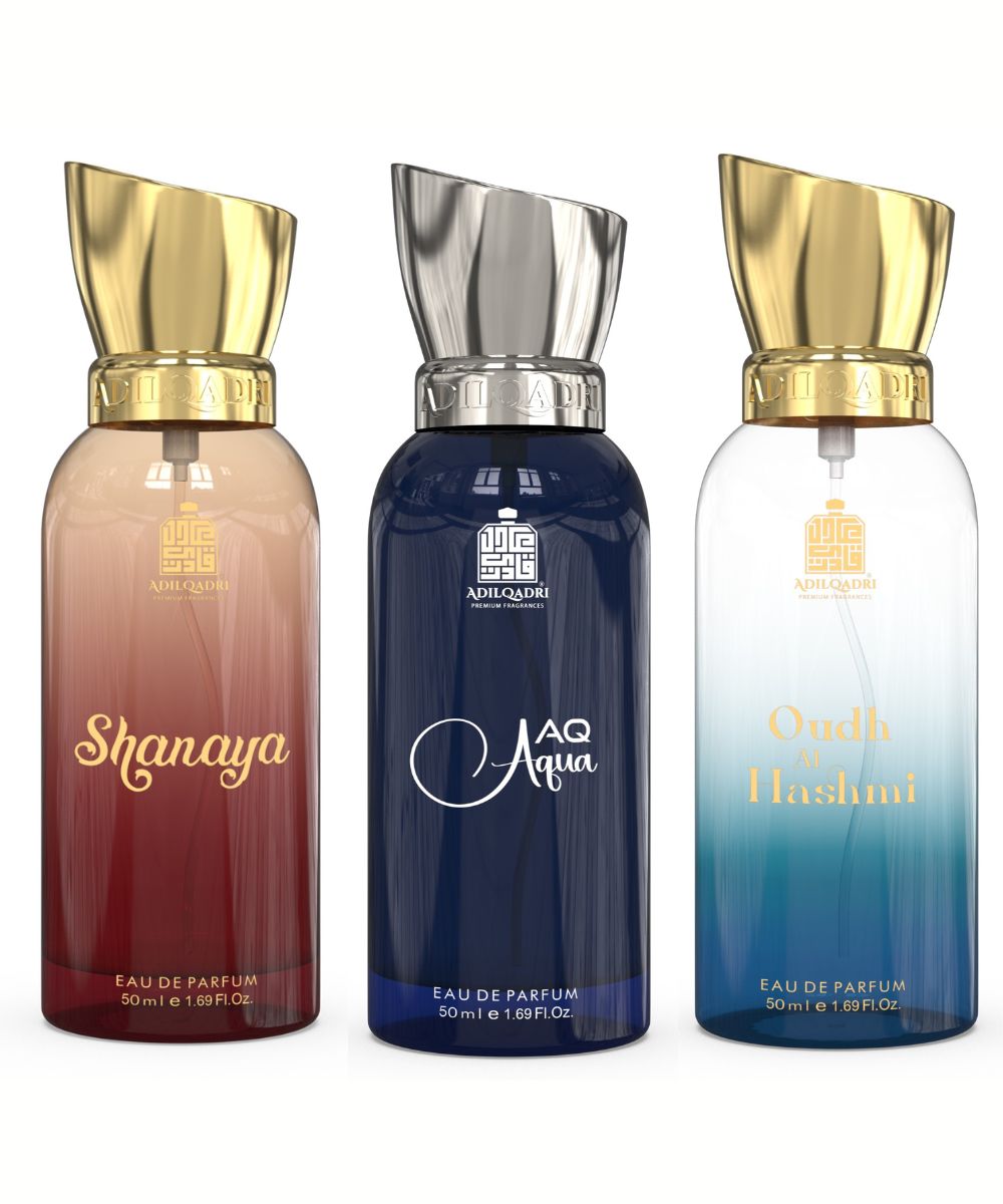 Pack Of 3 Shanaya, Oudh Al Hashmi And AQ Aqua Premium Perfume Sprays 50ML x 3